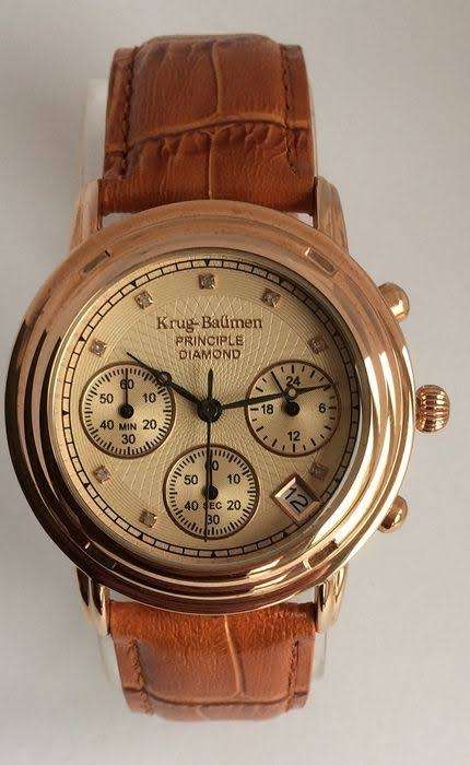 Krug Baumen Men's Rose Gold Champagne Diamond Chronograph Watch