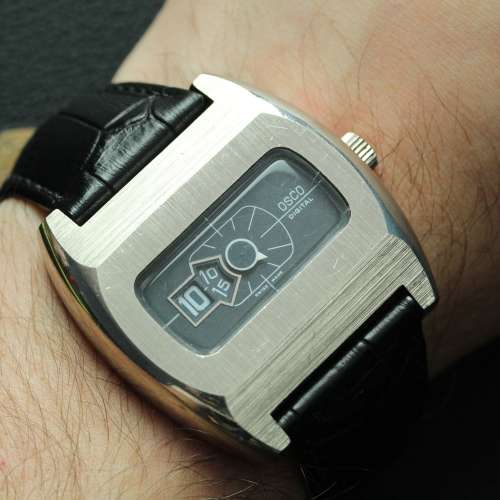 Large Osco Jump Hour Stainless Steel BFG 582 Watch