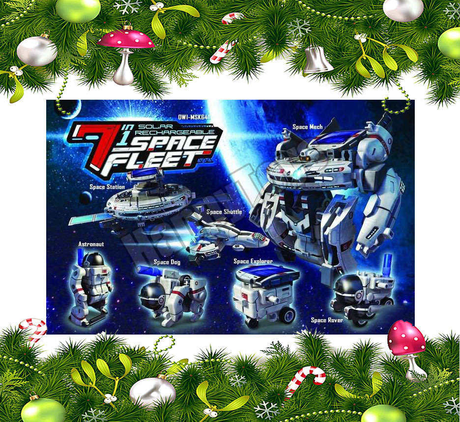 DIY Solar toy robot Educational Building Toy Assembly Kit 7 in 1 Space Fleet
