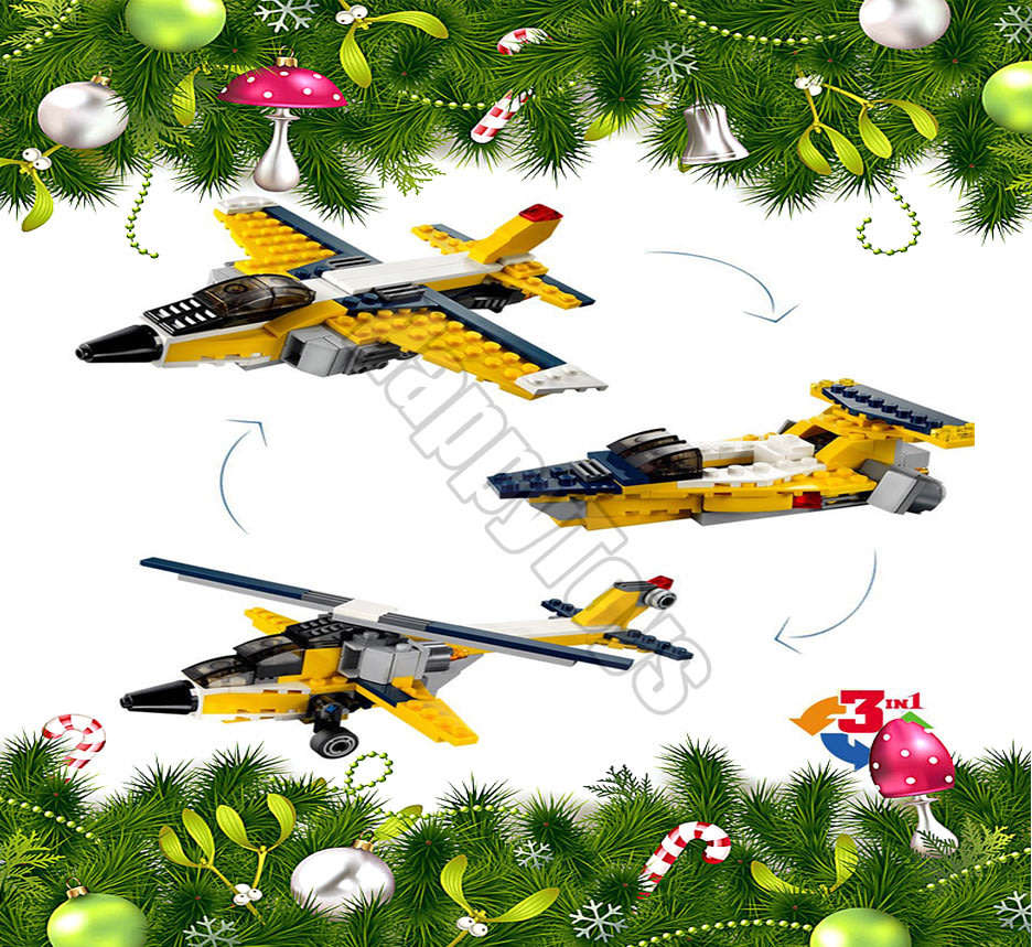 DIY Fighter Blocks Toys Plane Model Educational Building Bricks Toys 130pcs