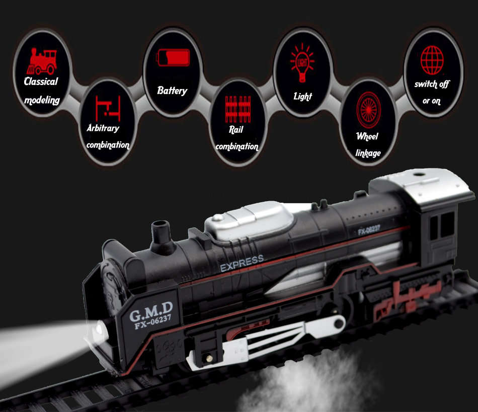 Electric motor car railway classic train track collection toy