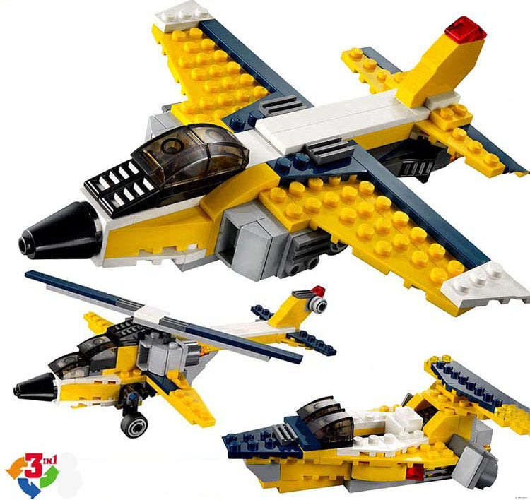 DIY Fighter Blocks Toys Plane Model Educational Building Bricks Toys 130pcs
