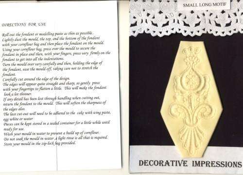 CAKE ICING EMBOSSING PLATE - SMALL LONG MOTIF