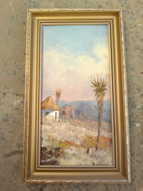WOW STUNNING OIL PAINTING SIGNED REG.LAMONT FRAME 21CM X 36CM