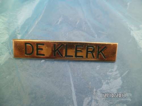 DE KLERK NAME BADGE