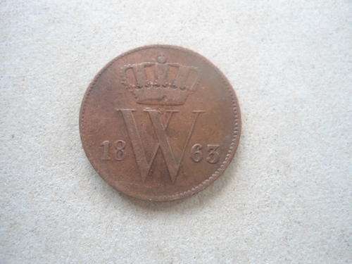 RARE 1863 NETHERLANDS 1 CENT COIN