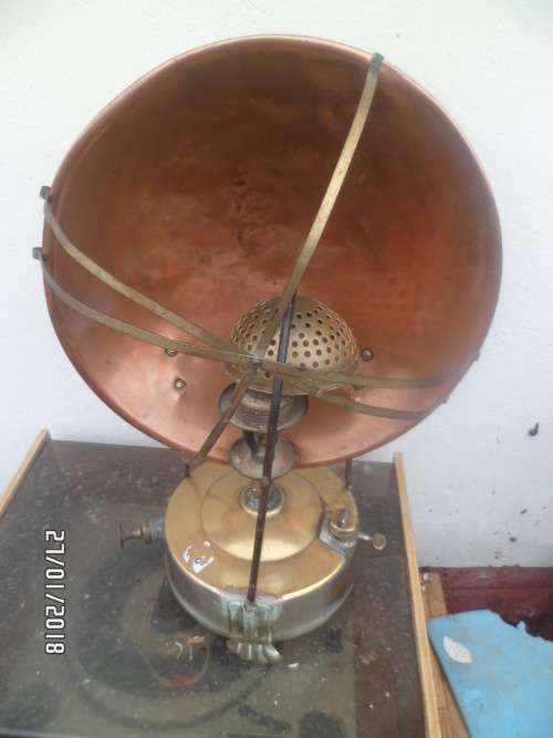 Big Antique Primus No 10-Made in Sweden Brass Kerosene Primus heater with copper reflector