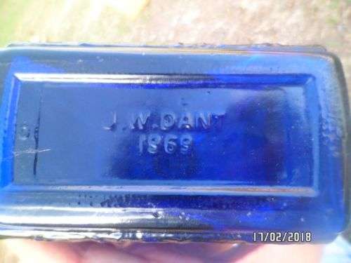 1969 J.W. Dant Cobalt Blue Whiskey Bottle - 1919-1969 50th Anniversary