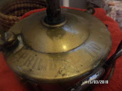 Big Antique Primus No 10-Made in Sweden Brass Kerosene Primus heater with copper reflector