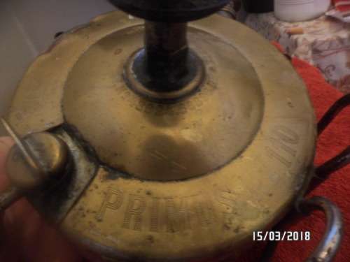 Big Antique Primus No 10-Made in Sweden Brass Kerosene Primus heater with copper reflector