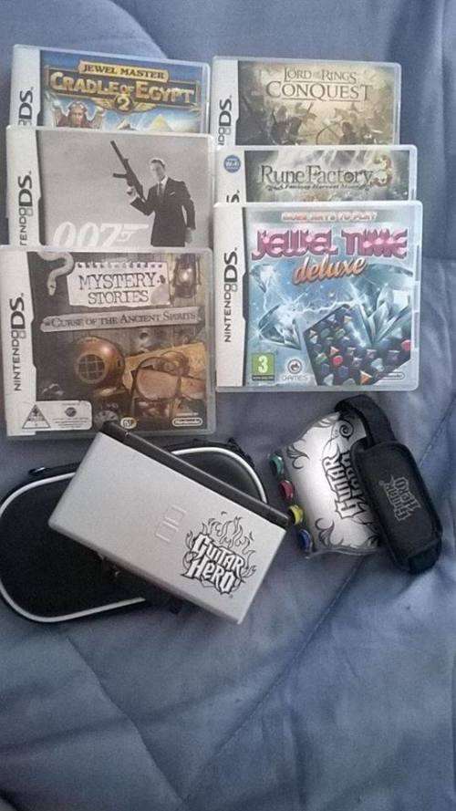 Nintendo DS lite with games and accessories