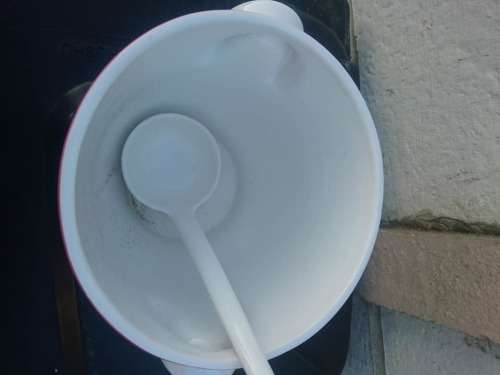 LOVELY BIG PORTUGUESE HAND PAINTED BOWL WITH SPOON