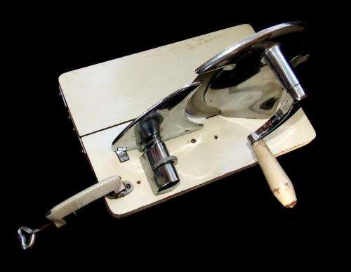 1950'S Geman Bread Slicer,Good working condition. Drop down base and table clamp