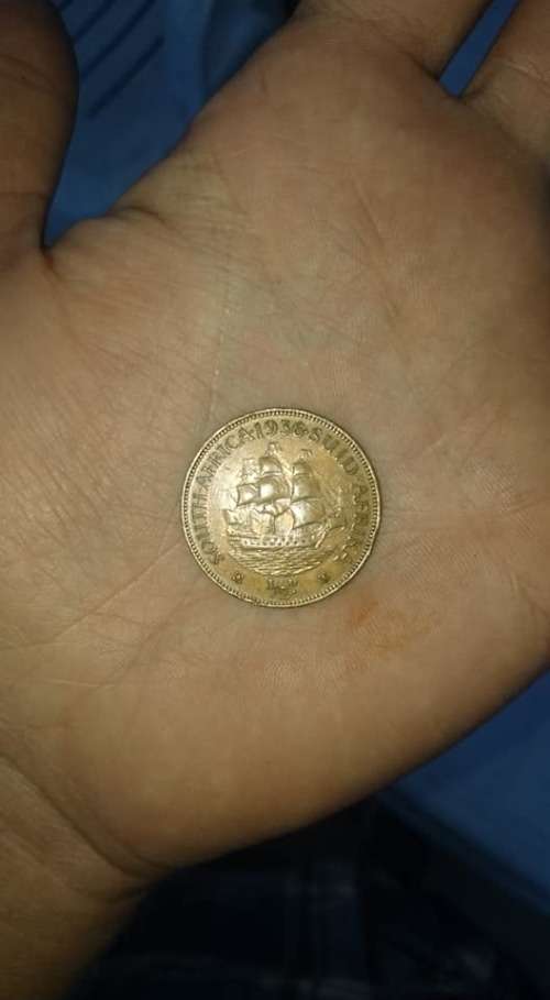 1936 SOUTH AFRICAN 1/2D COIN
