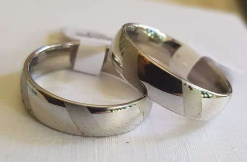 UNISEX SOLID Stainless Steel Frosted Stripe Wedding Ring Size 11 (2 rings)