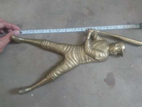 RARE FIND TWO BRASS BASEBALL PLAYER FIGURES FOR HANGING ON THE HALL SIZE 37CM,BID PER ITEM