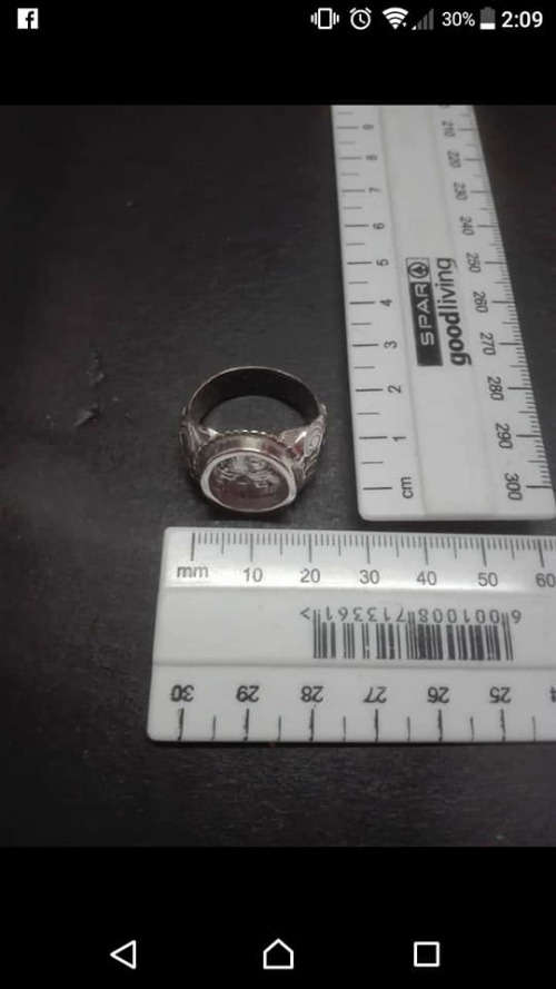 Vintage bulky silver men's St Christopher ring