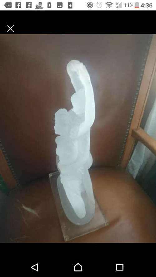 FROSTED LUCITE FIGURINE DANCERS SCULPTURE-ACRYLIC BASE