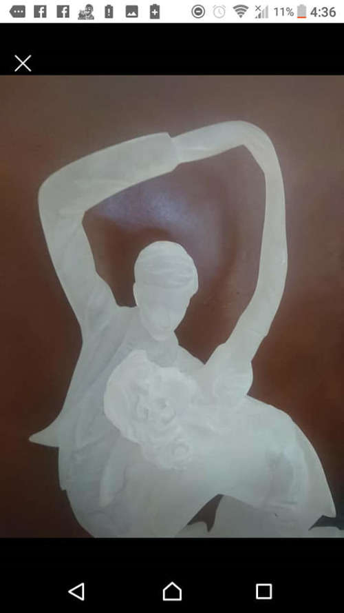 FROSTED LUCITE FIGURINE DANCERS SCULPTURE-ACRYLIC BASE