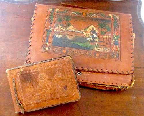 AN EGYPTIAN LEATHER PORTFOLIO AND PHOTO ALBUM BROUGHT BACK AS A SOUVENIR BY A WWII  SOLDIER! SOFT LE