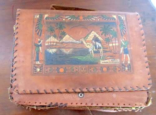 AN EGYPTIAN LEATHER PORTFOLIO AND PHOTO ALBUM BROUGHT BACK AS A SOUVENIR BY A WWII  SOLDIER! SOFT LE