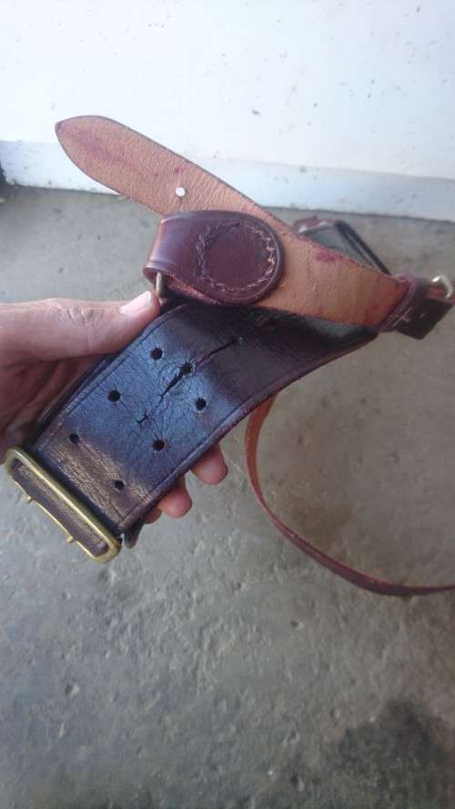 Old traffic officer leather sam belt