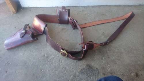 Old traffic officer leather sam belt