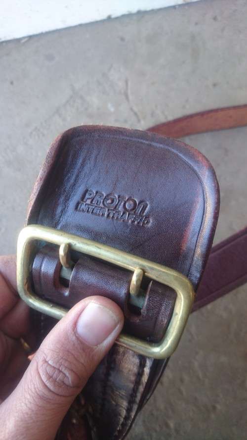 Old traffic officer leather sam belt