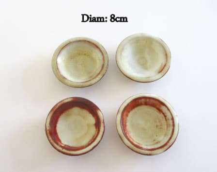 A SET OF 4 SMALL LINNWARE PATE DISHES---8cm Diam:
