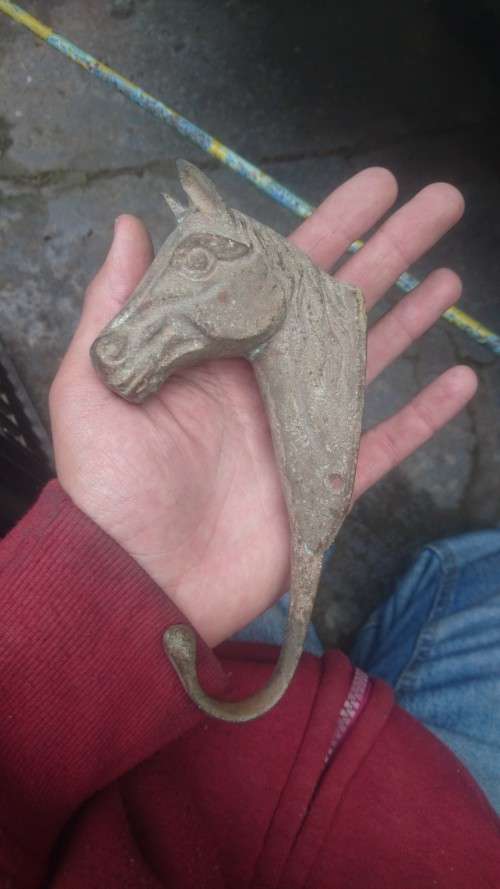 Cool vintage cast iron horse hook