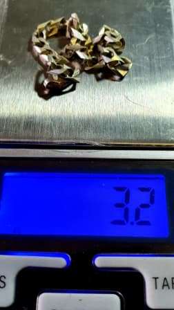 .925 SILVER CHAIN. 12 CM LONG. 3.2 GRAMS