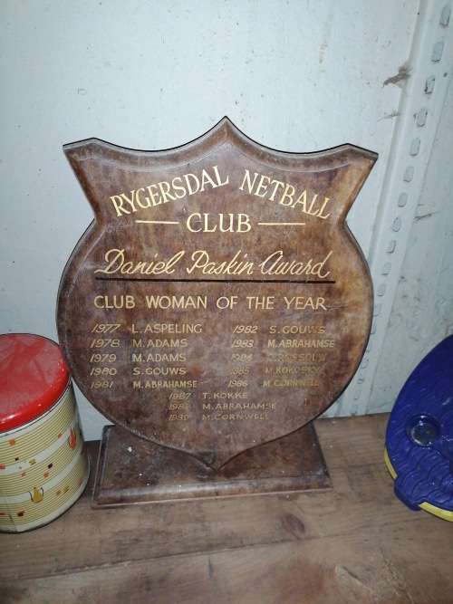 Rygersdal netball club award