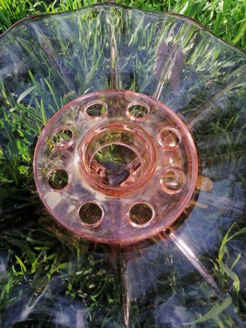 Vintage Cambridge Glass Rose Lady Flower Frog and Console Bowl, some chips
