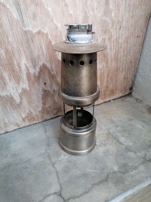 Vintage table lighter and ash tray in the shape of a miners lamp