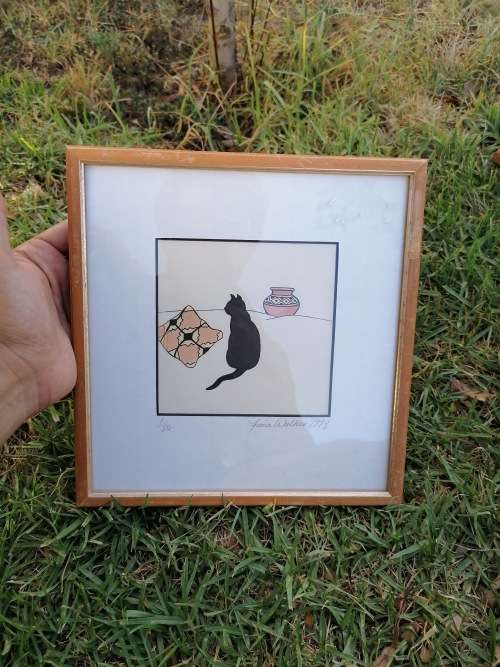 Lovely framed cat picture by Fiona walker 23.5cm x  24cm