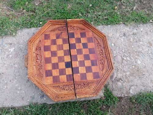 Old wooden carved chess board, need some tlc