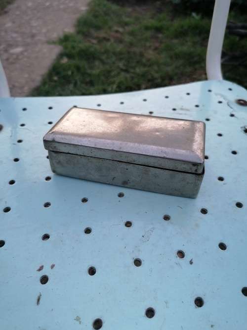 Two Vintage Razors + Silver Plated Container