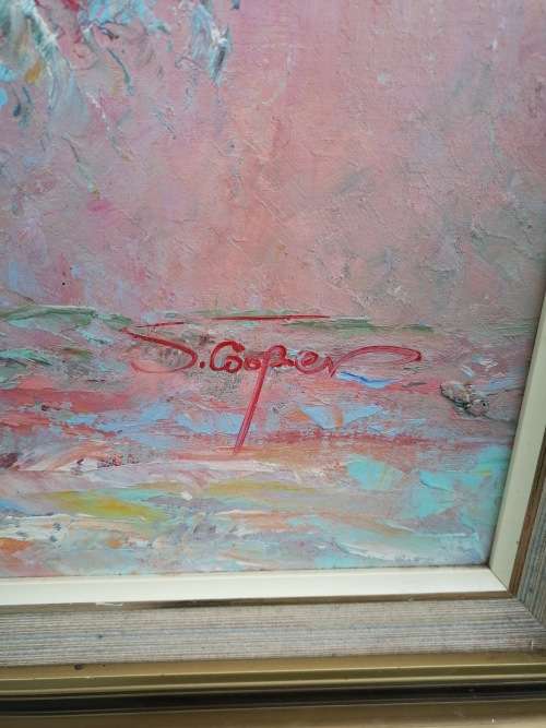 Lovely large framed painting by S. Cooper