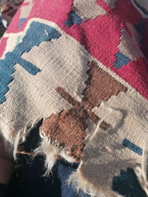 Small kelim carpet. Some damage as per picture