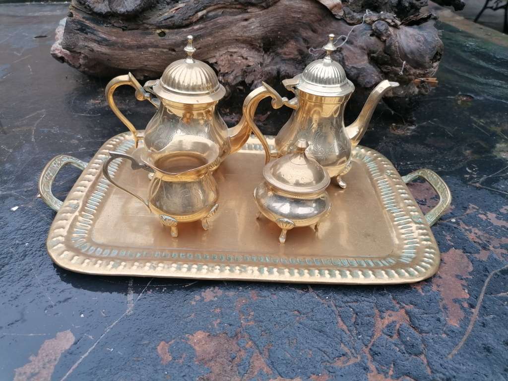 Cute vintage brass coffee /tea set