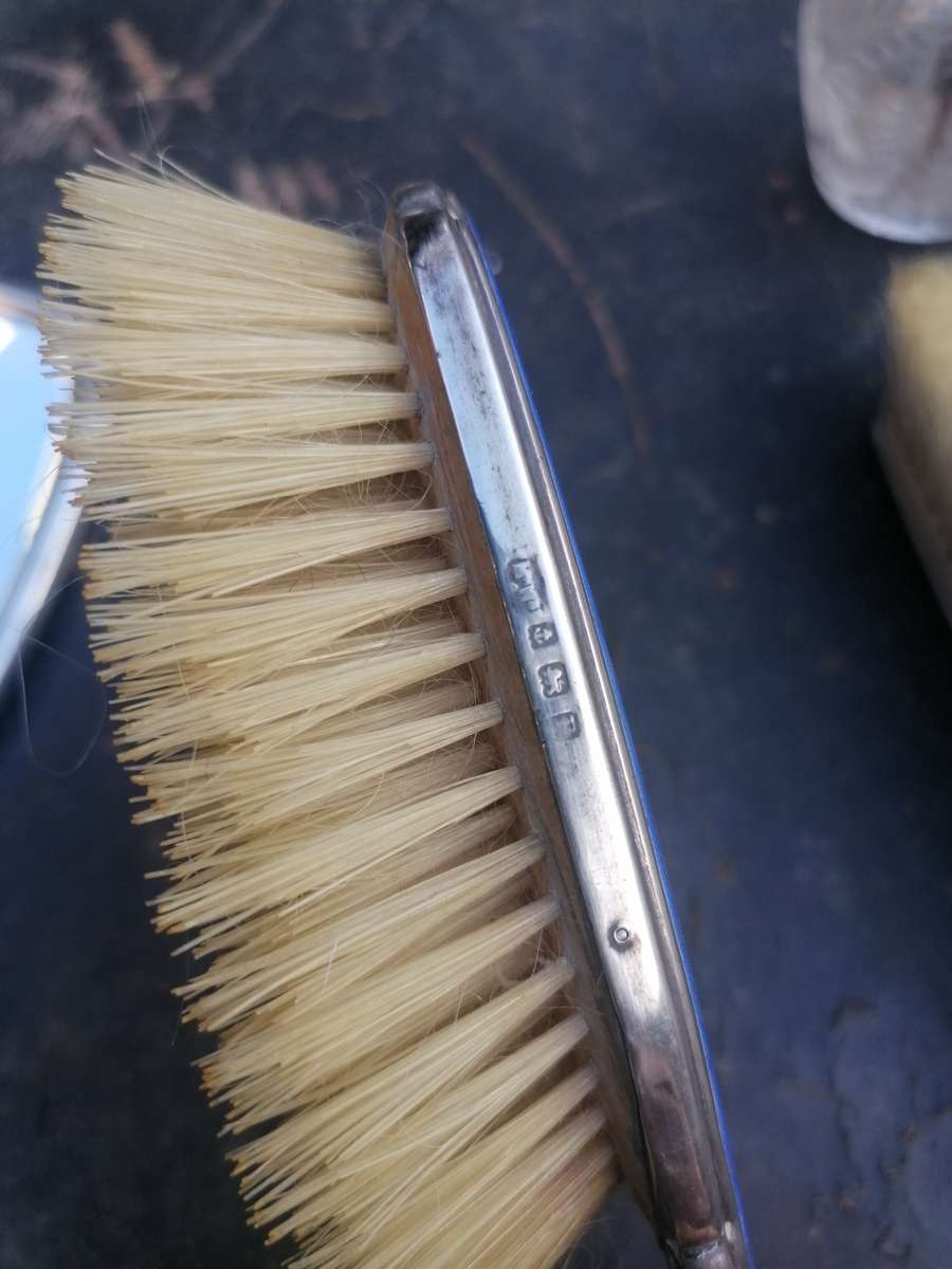 Sterling silver art deco dressing table set. As per picture. Sterling silver