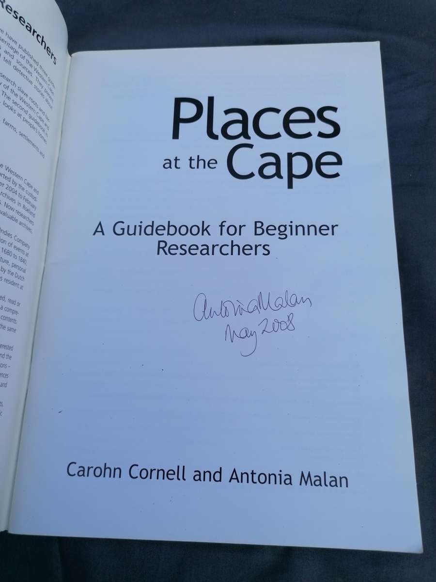Places at the Cape  A Guidebook for Beginner Researchers  Carohn Cornell and Antonia Malan signed