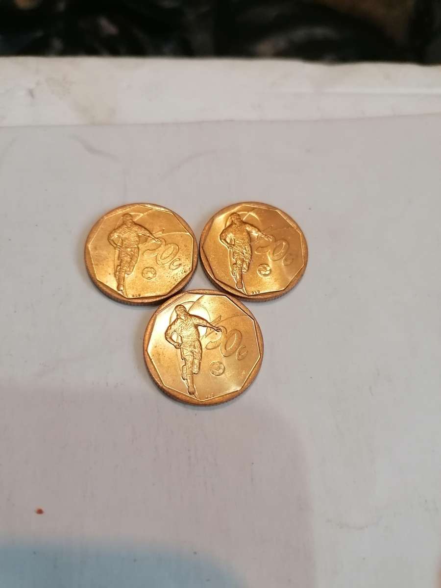 Low mintage 2002 soccer 50c coins. Bid per item. Nice condition