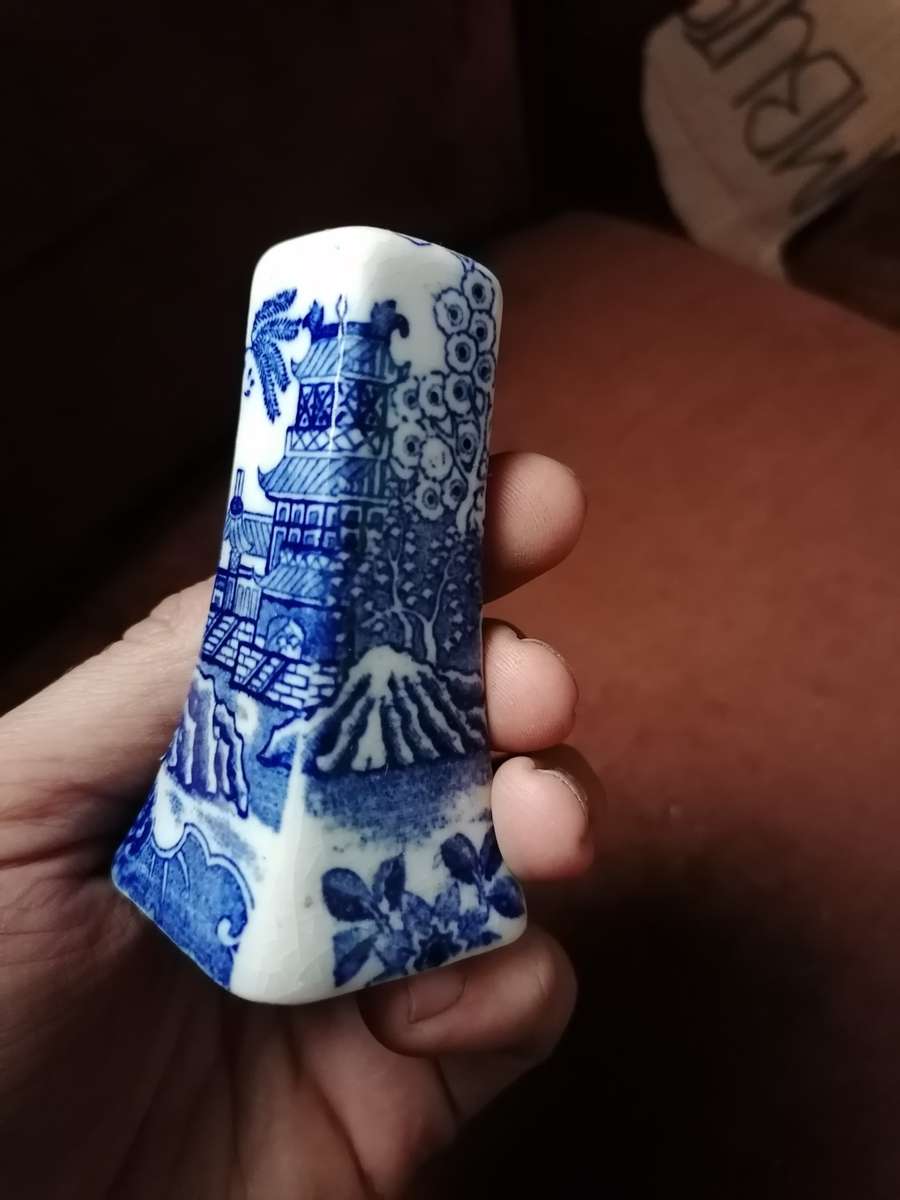 Antique blue porcelain salt shaker