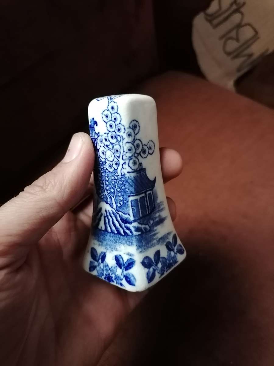 Antique blue porcelain salt shaker