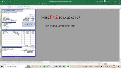 Automated Invoice / Quote and receipts Generator