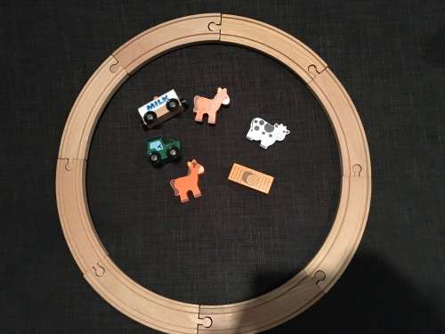 **Lowest Price - Wooden Train Track with trains and props