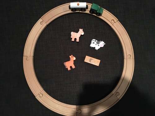 **Lowest Price - Wooden Train Track with trains and props