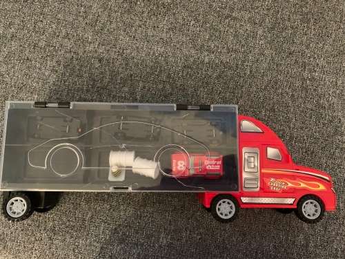 **JAN SALE - 75% OFF LARGE FLATBED TRUCK WITH 8 CARS and PROPS**