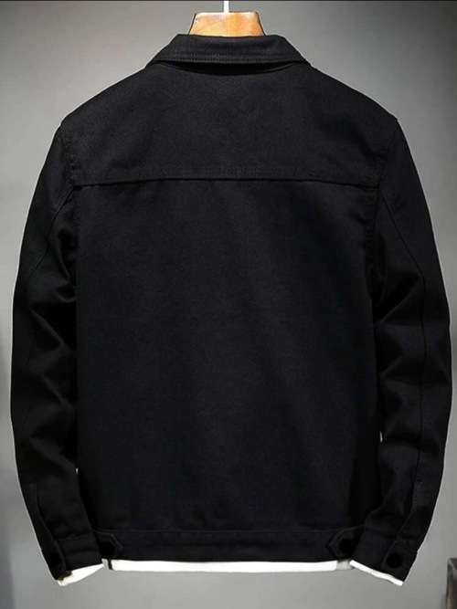 **Easter Promotion : Stunning Mens Flap pocket Black denim Jacket**